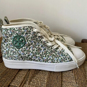 Tory Burch Shoes Women’s 8 Logo High Top Sneaker Printed Canvas Floral